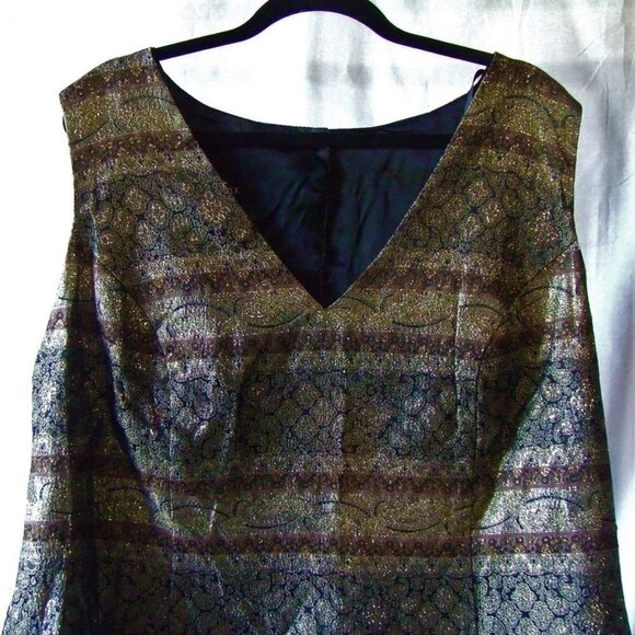 Scott McLintock blouse metallic plus size sleeveless top gold vintage sparkles - Picture 2 of 13